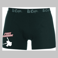 Free Running čierne trenírky BOXER s tlačeným logom,  top kvalita 95%bavlna 5%elastan